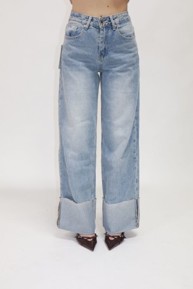 Jeans wide leg piegone